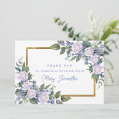 Blauw Wit Bloemen 21e Verjaardag Foto Flat Bedankkaart (Staand voorkant)