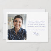 Blauw Wit Bloemen 40e Verjaardag Foto Flat Bedankkaart (Achterkant)