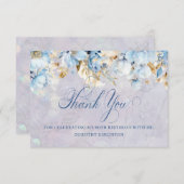 Blauw Wit Bloemen 60e Verjaardag Dank u Flat Bedankkaart (Voorkant / Achterkant)