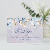 Blauw Wit Bloemen 80e Verjaardag Dank u Flat Bedankkaart (Staand voorkant)