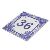 Blauw Wit Bloemen Aangepast huisnummer Bord teken Tegeltje (Zijkant)