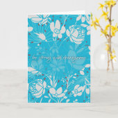 Blauw & Wit Bloemen Blijf Sterk & Moedig Kaart (Gele Bloem)