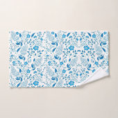 Blauw Wit Bloemen Borduurstijl Patroon Bad Handdoek (Handdoek)