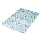 Blauw Wit Bloemen Borduurstijl Patroon Badmat (Gekanteld)