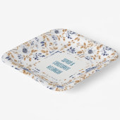 Blauw Wit Bloemen Bruiloft Papieren Bordje (Gebogen)