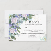 Blauw Wit Bloemen Bruiloft RSVP Kaart, Maaltijdopt (Voorkant)