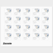 Blauw & Wit Bloemen Bruiloft Vierkante Sticker (Vel)