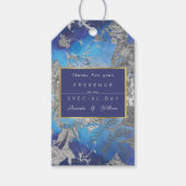 Blauw & Wit  Bloemen Cadeaulabel (Voorkant)