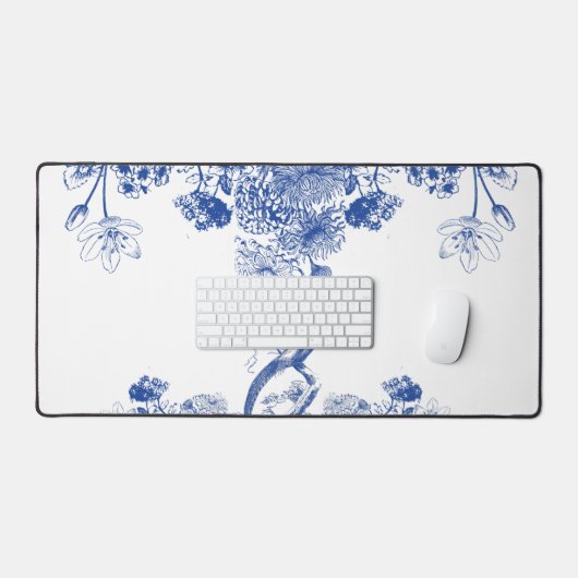 Blauw & Wit Bloemen China Patroon Ming Vaas Bureaumat (Keyboard & Muis)