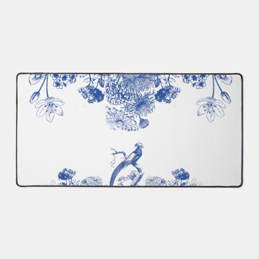 Blauw & Wit Bloemen China Patroon Ming Vaas Bureaumat (Voorkant)