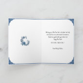 Blauw & Wit Bloemen Chinese Maan Nieuwjaar Kaart (Binnen)