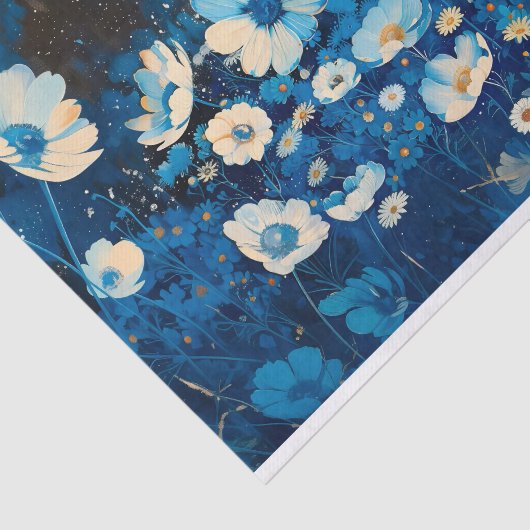 Blauw & Wit  Bloemen Decoupage Links 143 Tissuepapier (Detail)