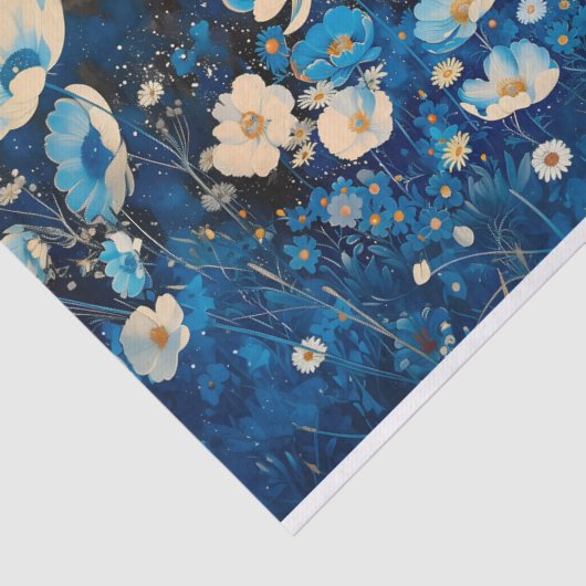 Blauw & Wit  Bloemen Decoupage Rechts 143 Tissuepapier (Detail)