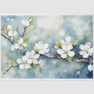 Blauw & Wit Bloemen Decoupage Tissue Papier