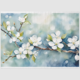 Blauw & Wit Bloemen Decoupage Tissue Papier