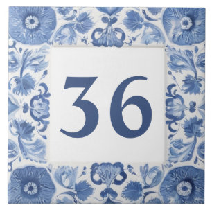 Blauw & Wit Bloemen Delft Custom House Number Sign Tegeltje