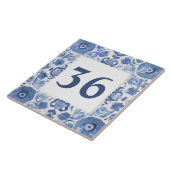 Blauw & Wit Bloemen Delft Custom House Number Sign Tegeltje (Zijkant)