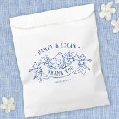 Blauw & Wit Bloemen Elegant Bruiloft Bedankzakje