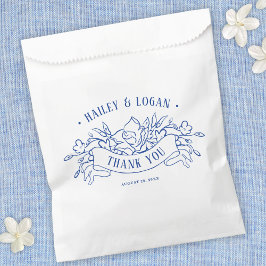  Blauw & Wit Bloemen Elegant Bruiloft Bedankzakje