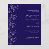 Blauw wit bloemen formele bruiloft uitnodiging (Voorkant)