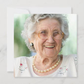 Blauw Wit Bloemen Foto 90ste Verjaardagsplein Kaart (Achterkant)