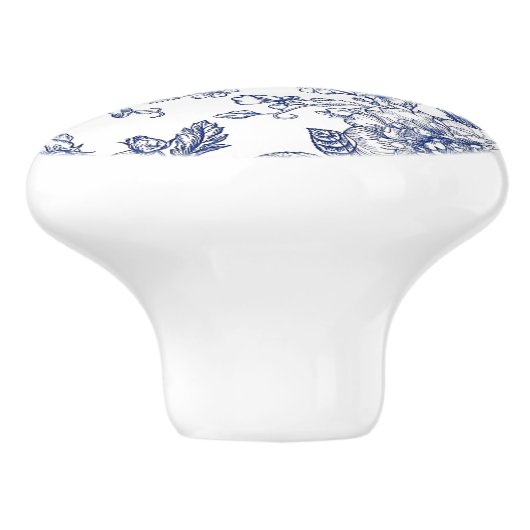  Blauw & Wit Bloemen Gedrukt Keramische Knob Keramische Knop (Zijkant)