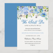 Blauw Wit Bloemen Gelofte Vernieuwing Jubileum Uit Kaart (Voorkant / Achterkant)