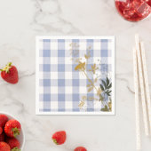 Blauw Wit Bloemen Gingham Plaid Landhuis Servet (Insitu)