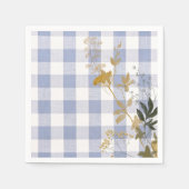 Blauw Wit Bloemen Gingham Plaid Landhuis Servet (Voorkant)