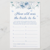 Blauw Wit Bloemen Hoe oud is de bruid om spel te z (Voorkant)