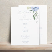 Blauw & Wit Bloemen Hydrangea Trouwprogramma Programmakaart