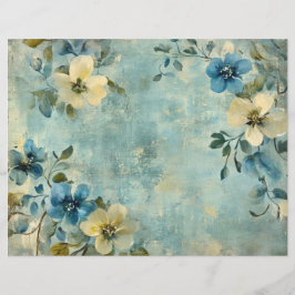 Blauw Wit Bloemen Junk Journal Scrapbook Papier