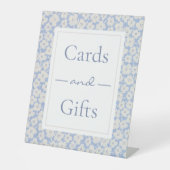 Blauw & Wit Bloemen Kaarten & Geschenken Evenement Reclamebord Met Voetstuk (Voorkant)