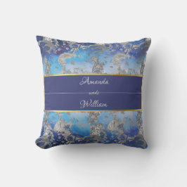 Blauw & Wit  Bloemen Kussen