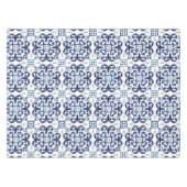 Blauw & Wit Bloemen Marokkaanse Tegel Patroon Tafelkleed (Voorkant (Horizontaal))