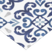 Blauw & Wit Bloemen Marokkaanse Tegel Patroon Tafelkleed (Gekanteld)