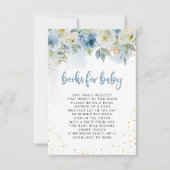 Blauw Wit Bloemen met Gouden Glitter Boeken voor B Kaart (Voorkant)