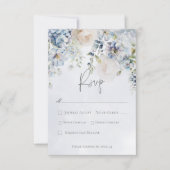 Blauw & Wit Bloemen Modern RSVP Kaartje (Voorkant)