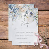 Blauw & Wit Bloemen Modern RSVP Kaartje
