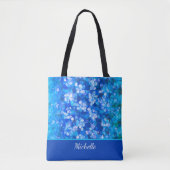 Blauw Wit Bloemen Moderne Bloemen Personaliseren Tote Bag (Voorkant)