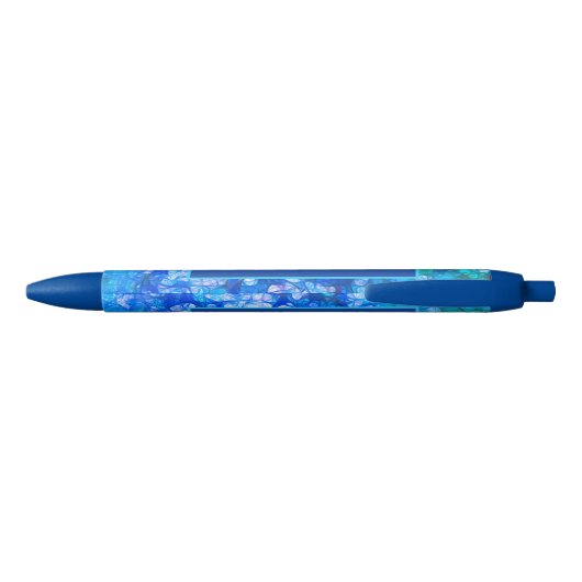 Blauw Wit Bloemen Moderne Bloemen Personaliseren Zwarte Inkt Pen (Achterkant)