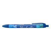 Blauw Wit Bloemen Moderne Bloemen Personaliseren Zwarte Inkt Pen (Bovenkant)