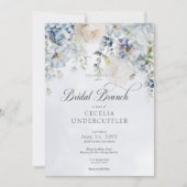 Blauw & Wit Bloemen Moderne Bruidsbrunch Kaart (Voorkant)