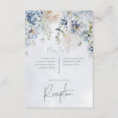 Blauw & Wit Bloemen Moderne Receptie Informatiekaartje (Voorkant)