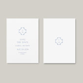 Blauw & Wit Bloemen Monogrammed Wedding Flat Save The Date