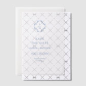 Blauw & Wit Bloemen Monogrammed Wedding Flat Vellum Uitnodigingen (Offset (Uitnodiging))