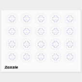 Blauw & Wit Bloemen Monogrammed Wedding Ronde Sticker (Vel)