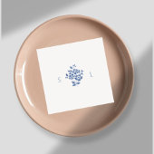 Blauw & Wit Bloemen Monogrammed Wedding Servet