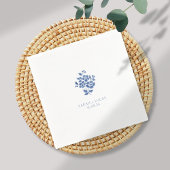 Blauw & Wit Bloemen Monogrammed Wedding Servet