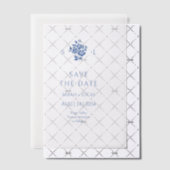 Blauw & Wit Bloemen Monogrammed Wedding Vellum Uitnodigingen (Offset (Uitnodiging))